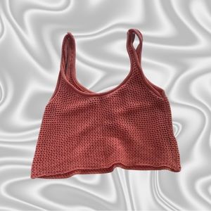 Orange knit loose crop tank top